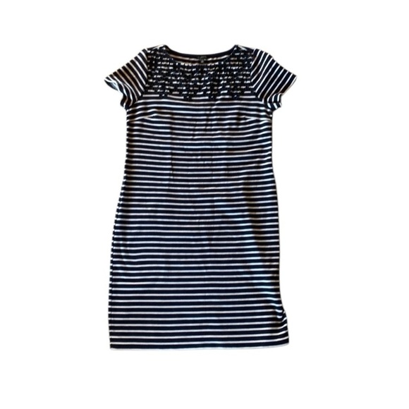Talbots women’s dress midi navy white stripes short sleeve size medium coastal - Picture 5 of 11